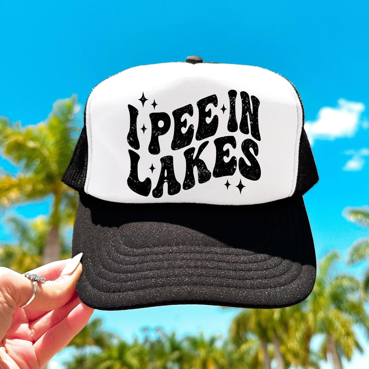 I Pee in Lakes Funny 5 Panel Snapback Trucker Hat