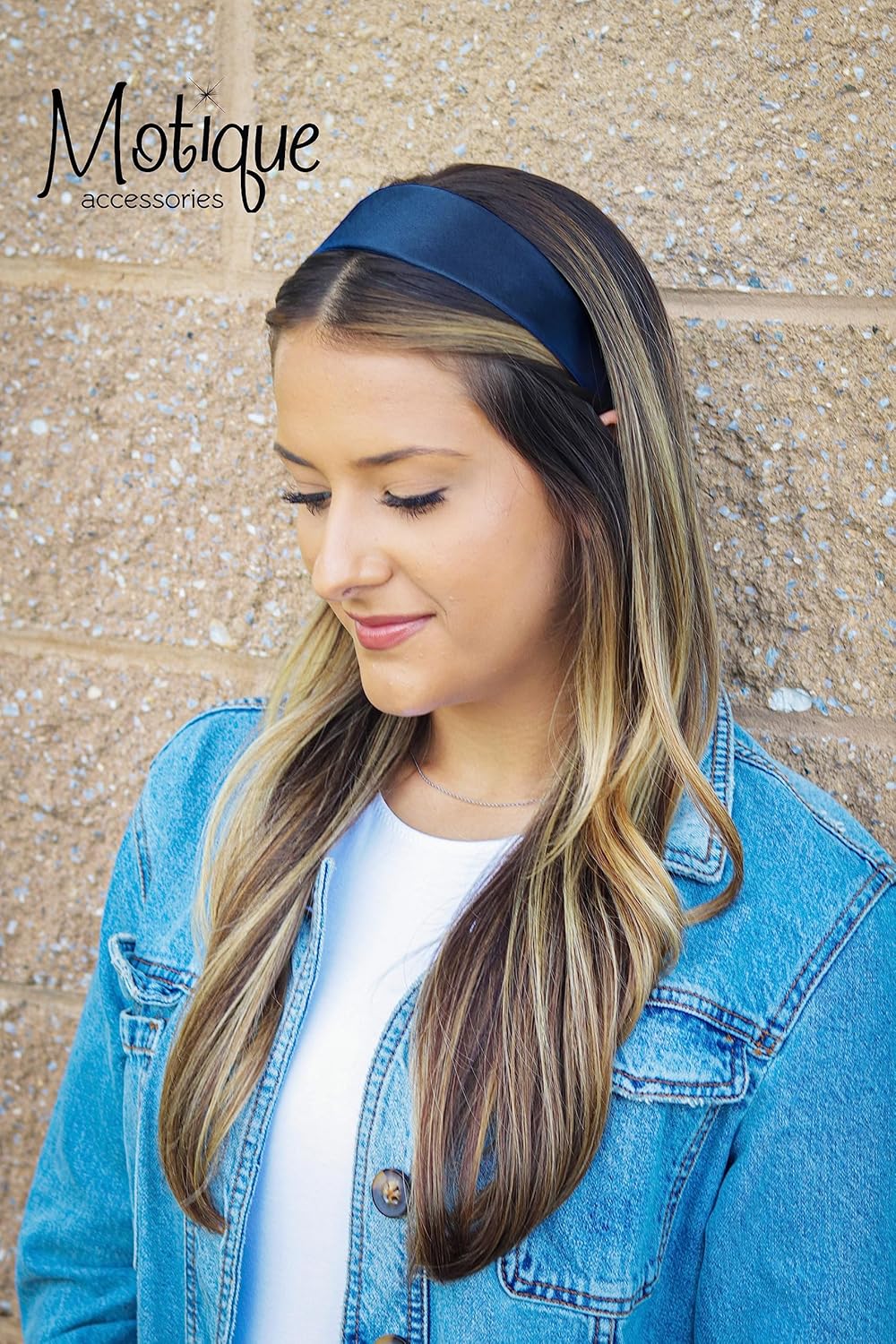 Navy Satin 2-Inch Hard Headband