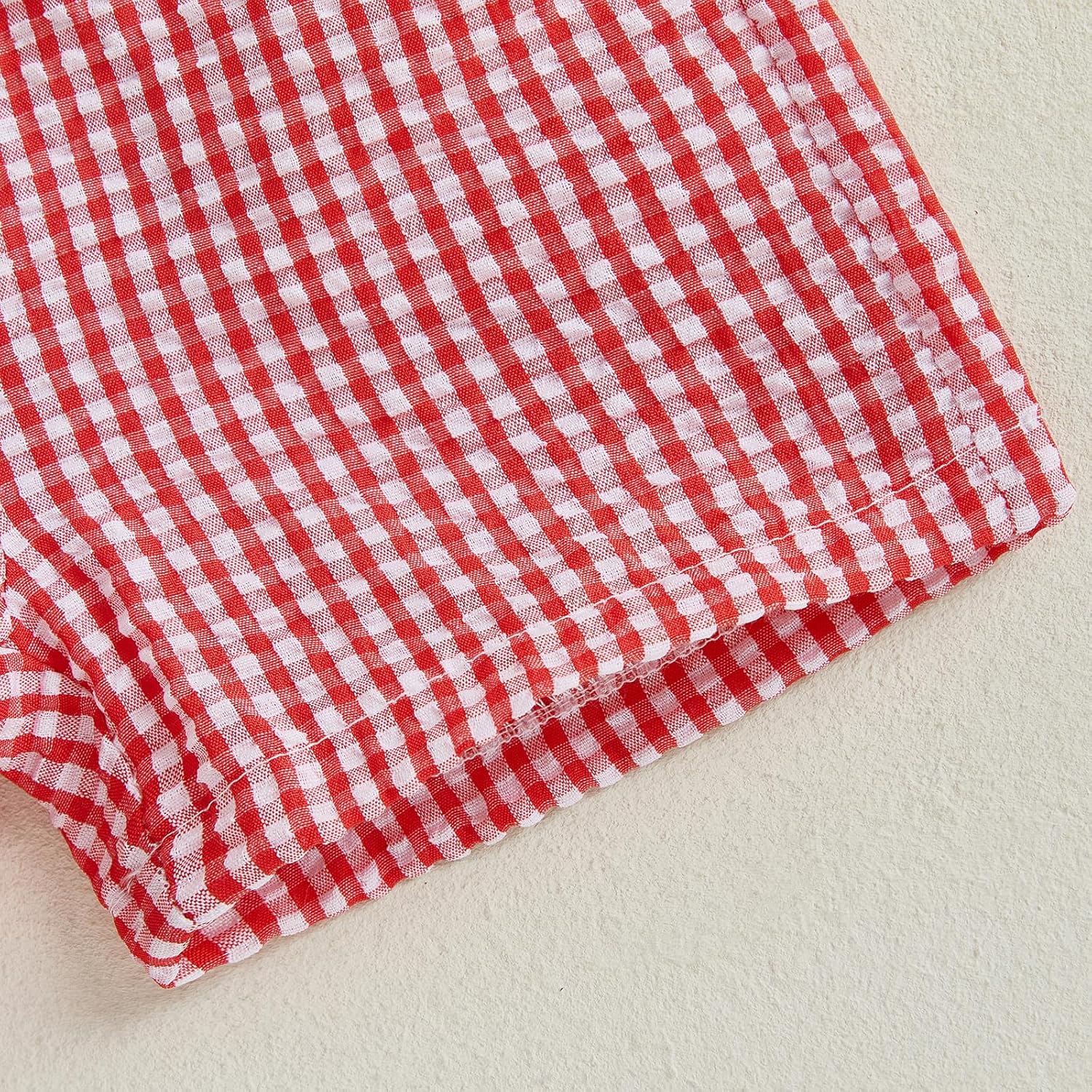 Gaono Toddler Boy Summer crab lobster embroidery t-shirt plaid shorts set