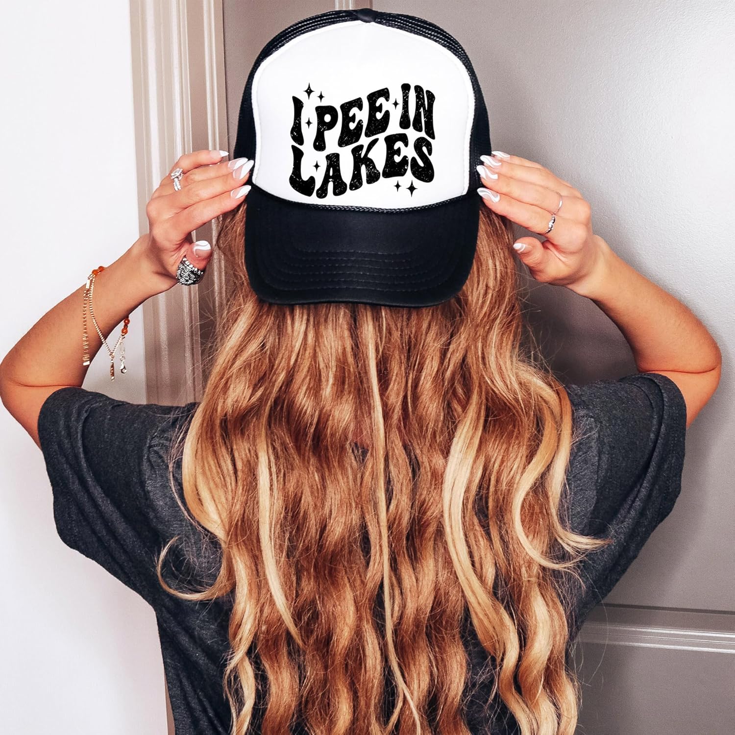 I Pee in Lakes Funny 5 Panel Snapback Trucker Hat