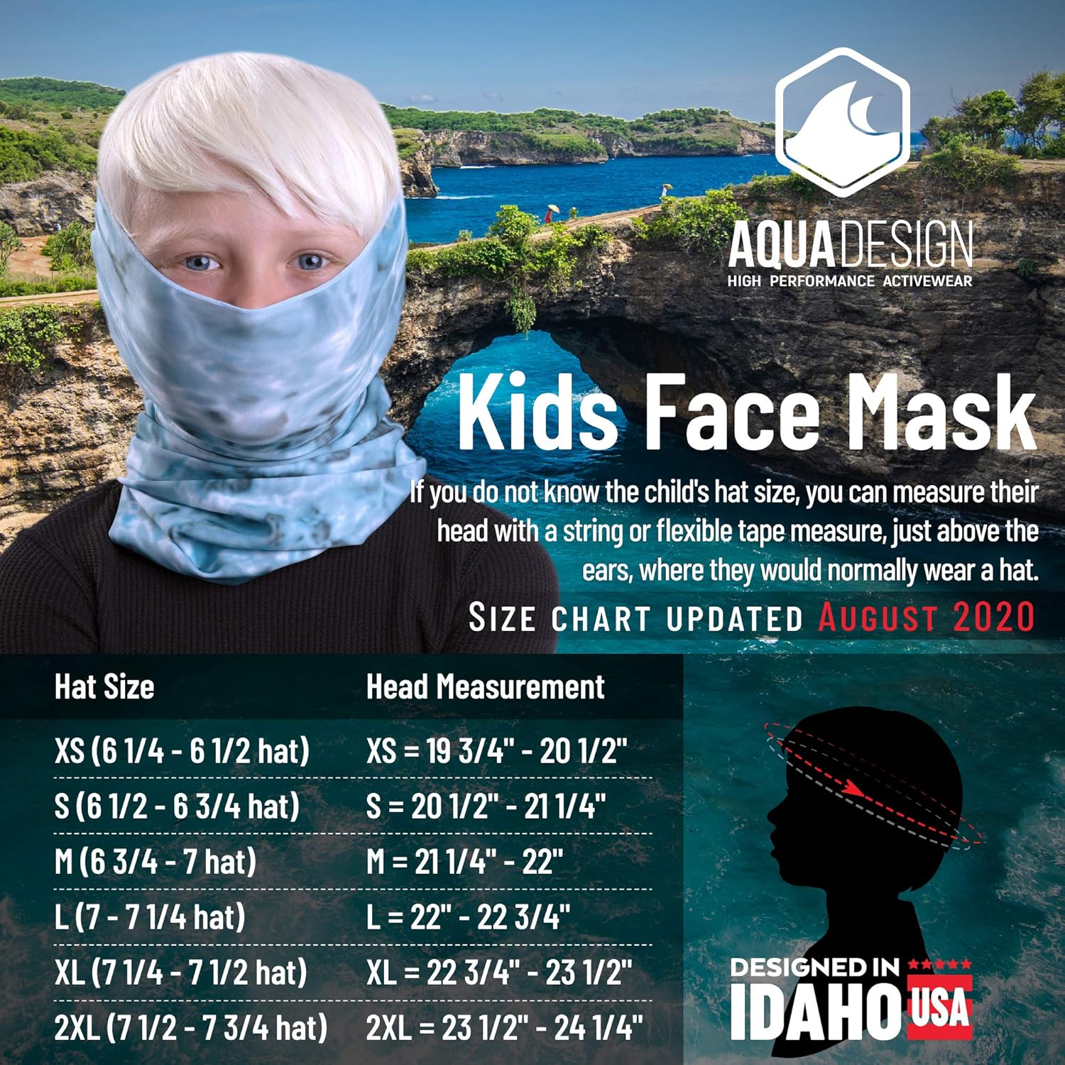 Seven Cool Water Print Kids Neck Gaiter Youth UPF 50Sun Protection
