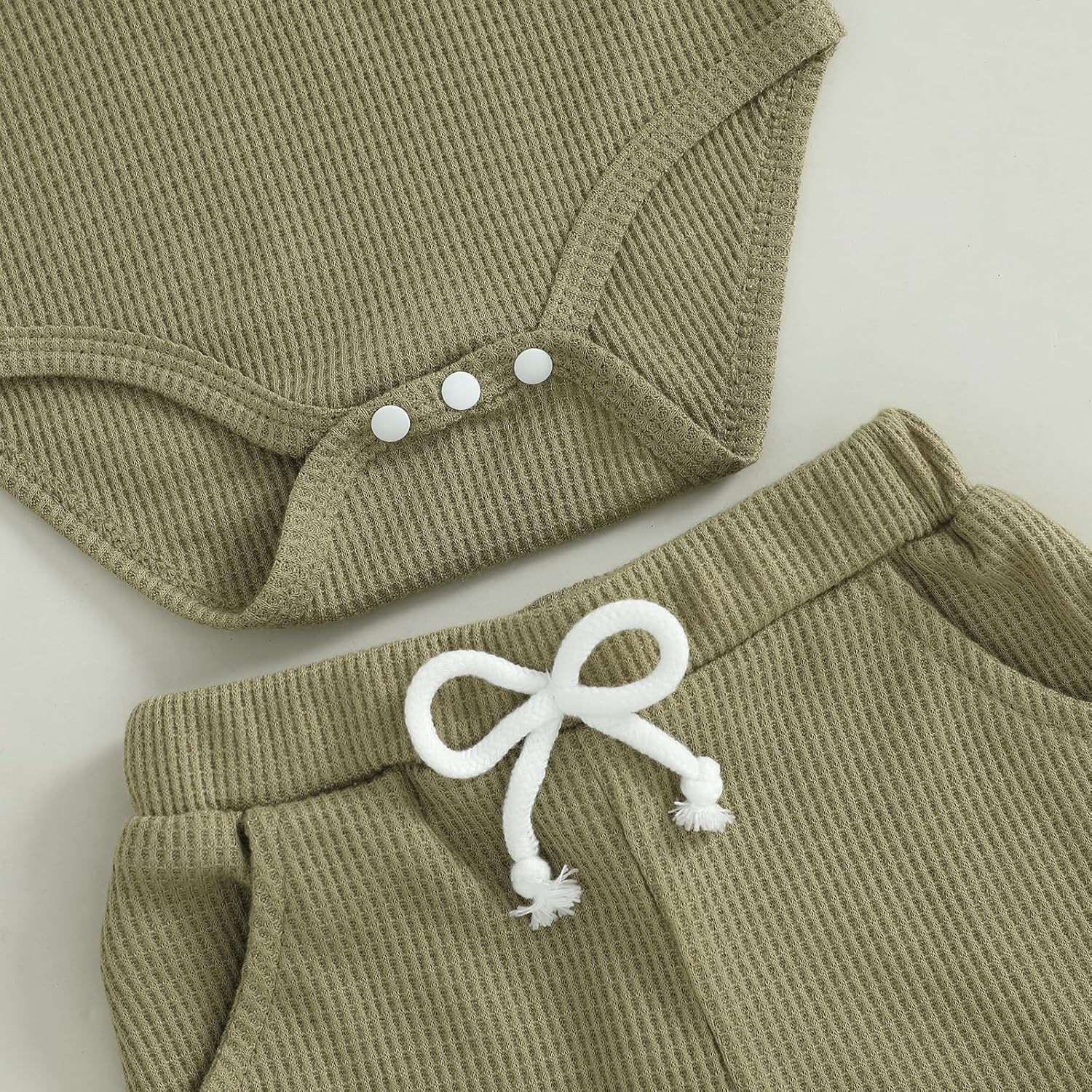 MERSARIPHY Newborn Boy Summer Waffle Knit Romper Set