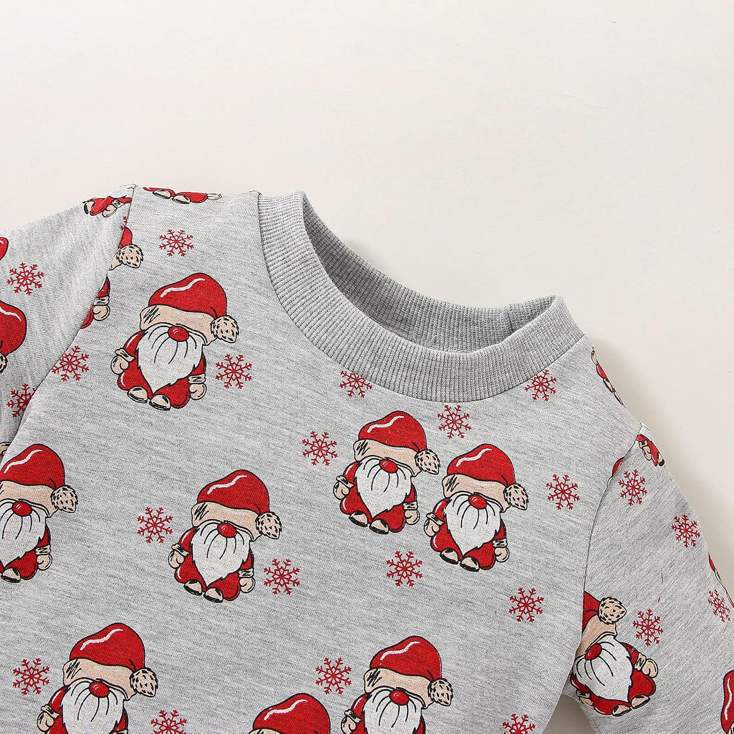 Newborn Baby Christmas Outfit Set Santa Print Cotton Blouse Pants Pullover